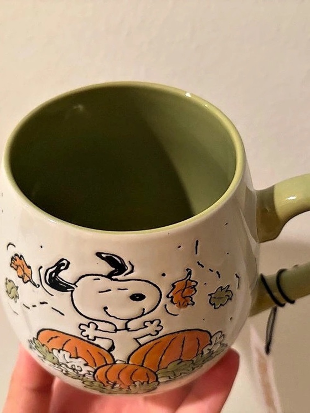 NWT Peanuts Snoopy Happy Fall Pumpkin Leaves Ceramic Mug - Picture 4 of 7